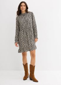 Minikleid aus fließender Viskose in grau, Grösse 36, bonprix