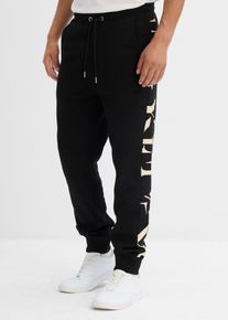 Sweathose mit Einsatz Regular Fit in schwarz, Grösse 48/50 M, 100% Baumwolle, bonprix
