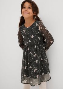 Ausgestelltes Chiffonkleid in grau, Grösse 134, bonprix