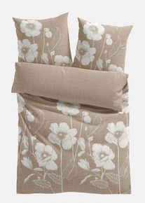 Bettwäsche mit Blüten in beige, 135x200 cm, 100% Baumwolle, bonprix