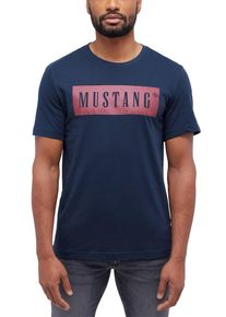 Mustang Austin T-Shirt aus reiner Baumwolle in blau, Grösse 64/66 (3XL), 100% Baumwolle, Mustang