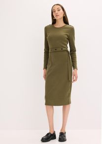 Robe midi en coton extensible en vert, Taille 44/46 (L), 95% coton, Couleur/Motif: olive fonc&eacute;, bonprix