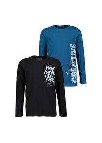 Blue Seven , Langarmshirt, (Packung, 2 tlg.), mit coolen Frontmotiven , schwarz , Sportlich maskuline Langarmshirts im Doppelpackt von Blue Seven