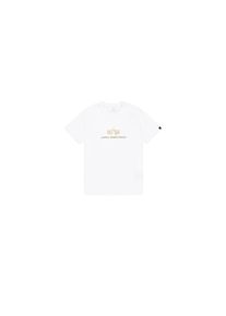 Alpha Industries , Damen , T-Shirt »Basic Mid Logo TPU T-Shirt« , goldfarben , Single Jersey Stoff