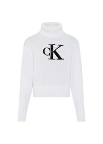Calvin Klein Jeans , Strickpullover, Rollkragen, Logo-Druck , weiss , Rollkragenpullover von Calvin Klein Jeans Womanswear