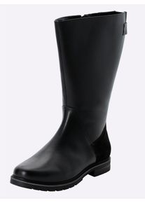 sheego Witt Damen Weitschaftstiefel aus Rinds- und Veloursleder, schwarz, Größe 41, 100% Rindnappa