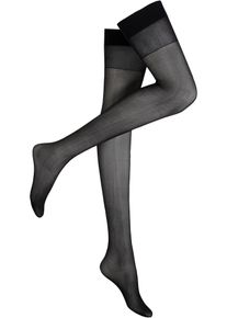 Bas porte-jarretelles 20 den satin sheer en noir, Taille 52/54 (XXL), bonprix