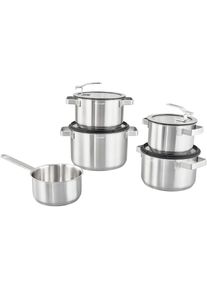 Hanseatic Topf-Set »STYLE«, Edelstahl 18/10, (Set, 9 tlg., Fleischtopf 1x 16 cm / 2x 20 cm / 1x 24 cm, Stielkasserolle 16 cm), Deckel mit praktischer...