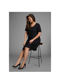 Laura Scott CURVE , Jerseykleid, in leicht ausgestellter, fliessender Wickelform - GROSSE GRÖSSE , schwarz , Schlicht-elegantes Jerseykleid von...