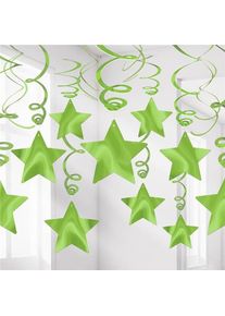 Amscan 30 appendini a spirale con stelle verde chiaro 60cm