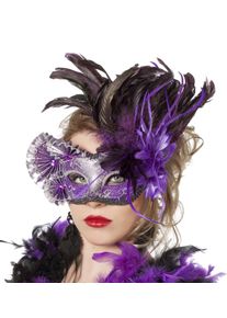 Masque violet pour les yeux violana avec plumes