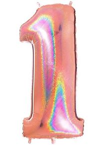 Holo Zahlenballon 1 roségold 1,01m