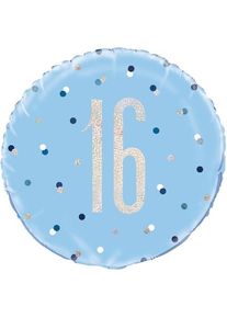 UNIQUE 16ème anniversaire ballon aluminium bleu 46cm