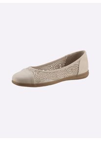 Jana Witt Damen Ballerina aus Textil, Weite H, beige, Gr&ouml;&szlig;e 37, 100% Textil