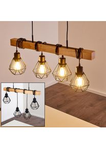 hofstein Barbengo Pendelleuchte Holz hell, Schwarz, 4-flammig