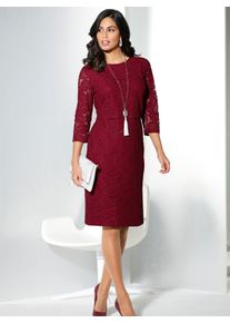 WITT Damen Spitzenkleid in Etui-Form, dunkelrot, Größe 50, 70% Baumwolle, 30% Polyamid