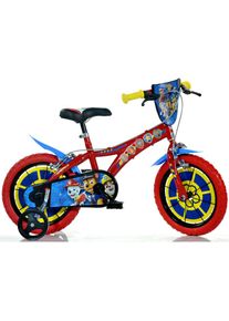DINO, Kinderfahrrad &raquo;Paw Patrol 14 Zoll&laquo; 1 Gang mit St&uuml;tzr&auml;dern und Frontschild, rot, 26cm, 14 Zoll (35,56cm), Kinderfahrrad