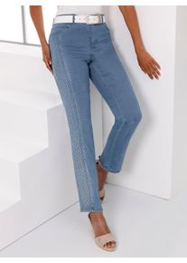 CREATION L PREMIUM Witt Damen Stretch-Jeans mit seitlichen Biesen, blue-bleached, Größe 25, 56% Baumwolle, 19% Polyester, 14% Lyocell, 10% Viskose, 1% Elasthan