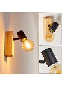 hofstein Barbengo Wandleuchte Holz hell, Schwarz, 1-flammig