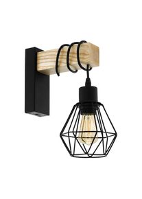 Eglo Leuchten EGLO TOWNSHEND Wandleuchte Braun, Schwarz, 1-flammig