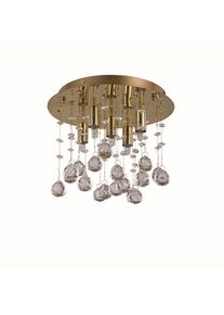 Ideal Lux MOONLIGHT Deckenleuchte Gold, Kristalloptik, 5-flammig
