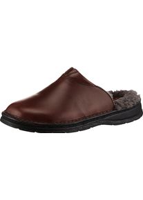Herren Pantoffel mit Lammfell-Futter rotbraun