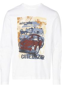 Marco Donati Herren Langarmshirt mit Front-Print weiss-bedruckt