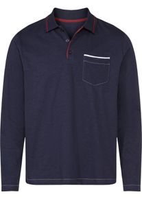 Marco Donati Herren Langarm-Poloshirt aus reiner Baumwolle marine