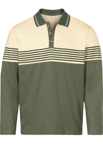 Marco Donati Herren Langarm-Poloshirt mit flachem Strickkragen khaki-sand
