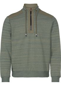 Marco Donati Herren Sweatshirt mit gewebten Twill-Besätzen khaki-meliert