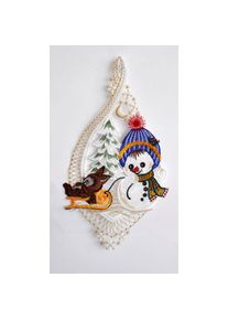 Fensterbild »Schneekind mit Hase« , bunt , Stickereien Plauen