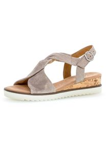 Gabor , Keilsandalette »GENUA«, Sommerschuh, Sandale, Keilabsatz, mit Metallic-Effekt , grau , Keilsandalette in Weite G (=weit)