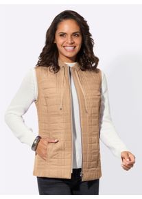 WITT Damen Weste im Karo-Steppmuster, camel, Größe 46, 100% Polyester. Wattierung: 100% Polyester