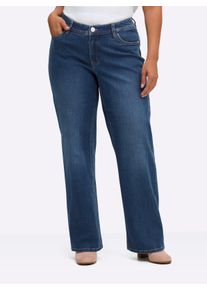 sheego Witt Damen Gerade Jeans bei schmalerer Taille und viel Po, blue-stone-washed, Größe 58, 95% Baumwolle, 3% Polyester, 2% Elasthan