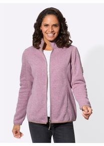 WITT Damen Strickfleece-Jacke mit Nahttaschen, orchidee-meliert, Größe 42, 100% Polyester