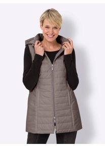 WITT Damen Longweste mit Kapuze, taupe, Größe 50, 100% Polyester. Wattierung: 100% Polyester