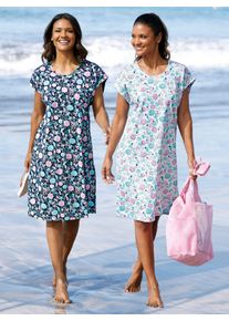 feel good Witt Damen Sommerkleid, marine-bedruckt + wei&szlig;-bedruckt, Gr&ouml;&szlig;e 44/46, 100% Baumwolle