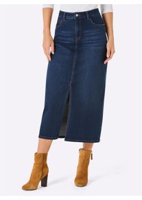 CREATION L PREMIUM Witt Damen Jeansrock mit Gehschlitz vorne, blue-stone-washed, Gr&ouml;&szlig;e 44, 56% Baumwolle, 19% Polyester, 14% Lyocell, 10% Viskose, 1% Elasthan
