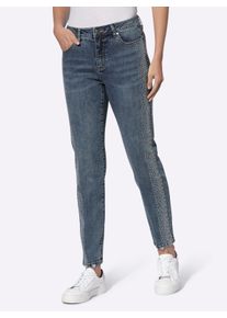 Heine Witt Damen 5-Pocket-Jeans mit Glitzersteinchen, blue-stone-washed, Größe 46, 95% Baumwolle, 3% Polyester, 2% Elasthan
