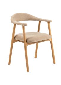 Mid.you Armlehnstuhl , Eichefarben, Beige , Textil , Eiche , massiv , F&uuml;llung: Polyurethan (Pur) , rund , 56x75.5x54 cm , Esszimmer, St&uuml;hle, Polsterst&uuml;hle