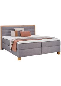 CARRYHOME Boxbett , Grau, Eiche Artisan , Textil , Eiche , massiv , H2 , 180x200 cm , Topper durchgehend, In verschiedenen Grössen erhältlich ,