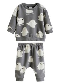 next, Filles Set 'Halloween', gris foncé / pêche / noir / blanc