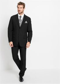 Hochzeitsanzug (5-tlg.Set) mit Weste und Plastron Regular Fit in schwarz, Gr&ouml;sse 56, bonprix