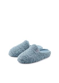 ELBSAND , Hausschuh, Pantolette, Pantoffel, Mule, Sandale, kuscheliges Fellimitat , blau , Bequemer Hausschuh zum Reinschlüpfen