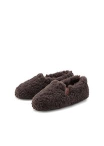 ELBSAND , Hausschuh, mit kuscheligem Fellimitat, Pantolette, Pantoffel, Hüttenschuh , braun , Bequemer Hausschuh zum Reinschlüpfen