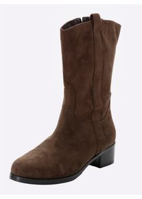 sheego Witt Damen Stiefelette in Wildleder-Optik, braun, Größe 44, 100% Polyester