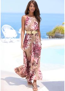 Lascana Witt Damen Maxikleid, taupe-beere bedruckt, Gr&ouml;&szlig;e 36, 100% Viskose