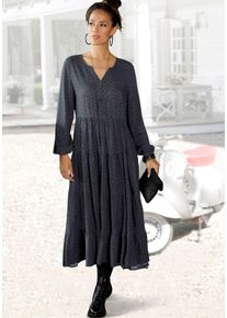 Lascana Witt Damen Maxikleid, grau-schwarz-bedruckt, Gr&ouml;&szlig;e 36, 100% Viskose