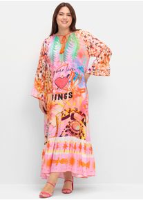 sheego loves miss goodlife Witt Damen Maxikleid im Mustermix, mit Volant am Saum, rotorange-gemustert, Größe 56, 100% Viskose