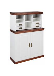 Home Affaire , Sekretär »Konrad«, Schreibtisch aus Massivholz, mit viel Stauraum, B89 x H122 cm , weiss , Masse (B/T/H): 89 x 37 x 122 cm